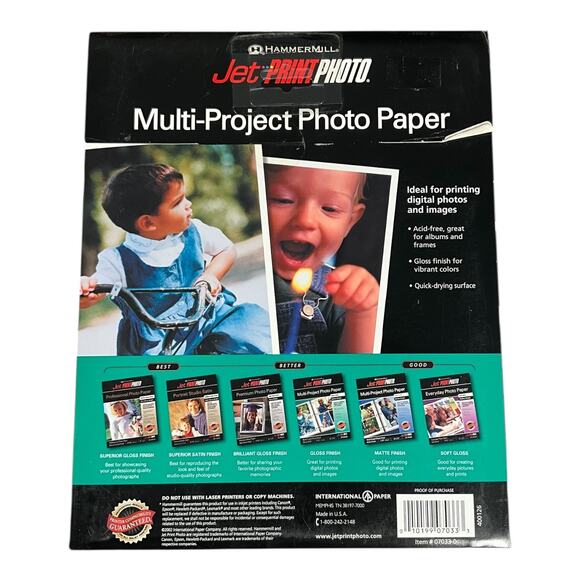 3 Pack HAMMERMILL Jet-Print Gloss Finish PHOTO Paper 8.5x11 20 Sheets Per Pack - Picture 2 of 2